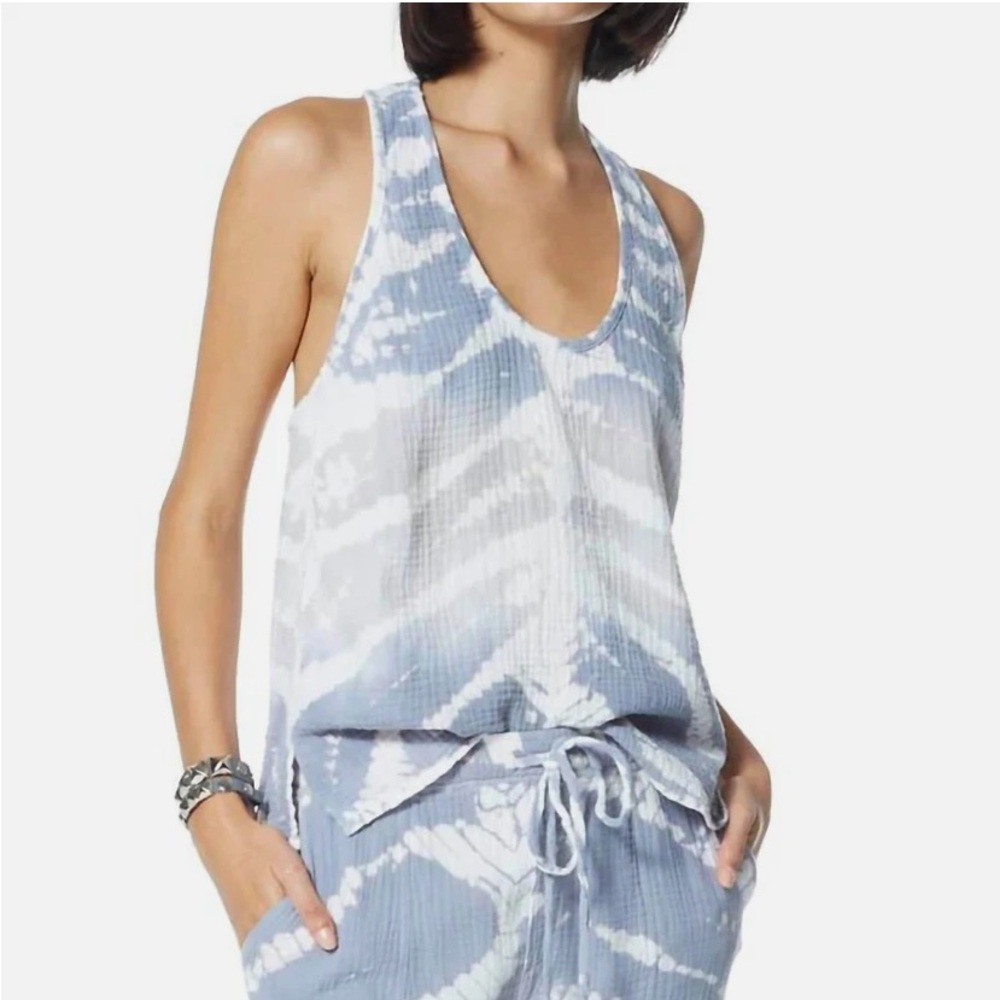 Young Fabulous & Broke Blue and White Tank Top